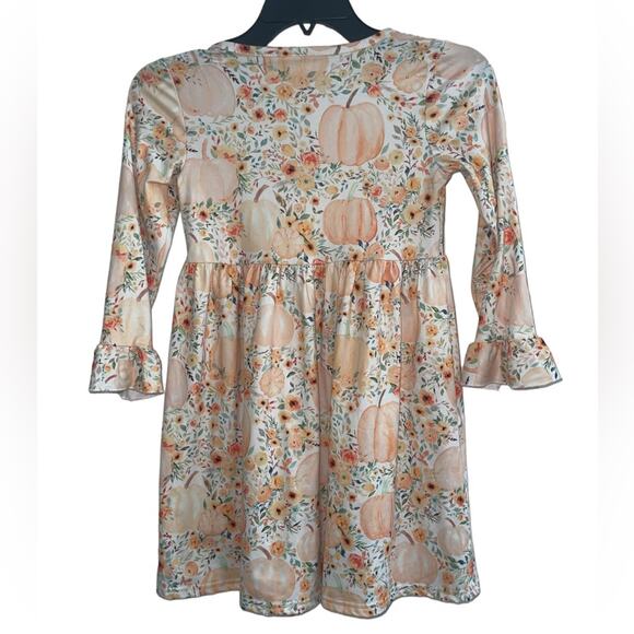 Girl's White Floral Pumpkin Dress - Size 7/8 Years - Picture 4 of 5